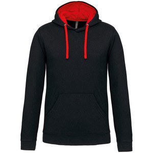 Kariban K446 - BICOLOR KAPUZEN SWEATSHIRT Black/ Red