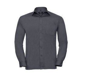 Russell Collection JZ934 - Pflegeleichtes Langarm Hemd Herren Poplin Convoy Grey