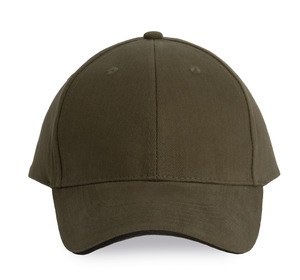 K-up KP011 - HERREN KAPPE ORLANDO 6-PANEL Dark Khaki / Dark Grey