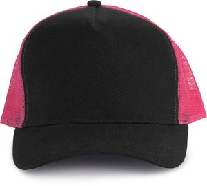 K-up KP137 - 5-Panel Trucker Kappe Black / Fuchsia