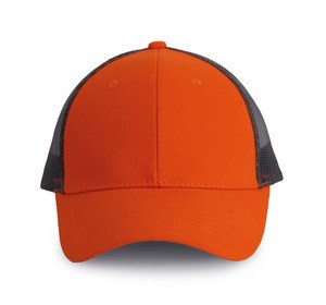 K-up KP158 - 6-Panel-Trucker-Kappe Spicy Orange / Dark Grey