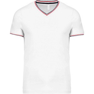 Kariban K374 - T-Shirt aus Piqué-Trikot mit V-Ausschnitt für Herren White / Navy / Red