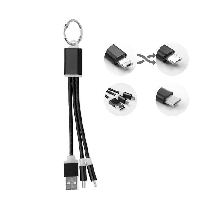 GiftRetail MO9292 - RIZO Schlüsselring mit Kabel-Set