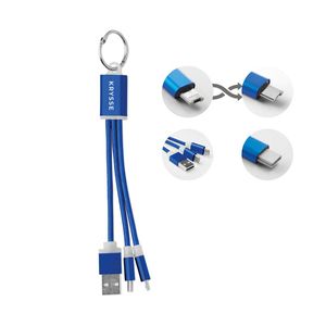 GiftRetail MO9292 - RIZO Schlüsselring mit Kabel-Set Königsblau