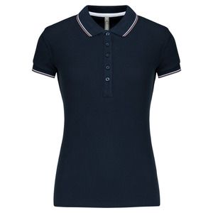 Kariban K251 - Damen Kurzarm Pique Poloshirt Navy/ Light Grey/ White