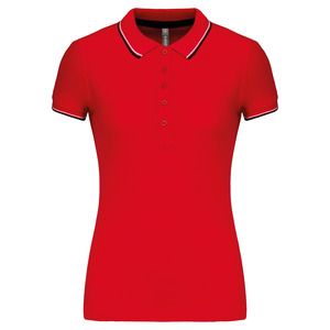 Kariban K251 - Damen Kurzarm Pique Poloshirt Red/ Navy/ White