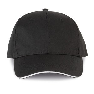 WK. Designed To Work WKP145 - 6-Panel-Cap mit Kontrast-Sandwichschirm Oeko-Tex Black / White