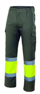 VELILLA 157 - HV zweifarbige Hose KHAKI GREEN/HI-VIS YELLOW